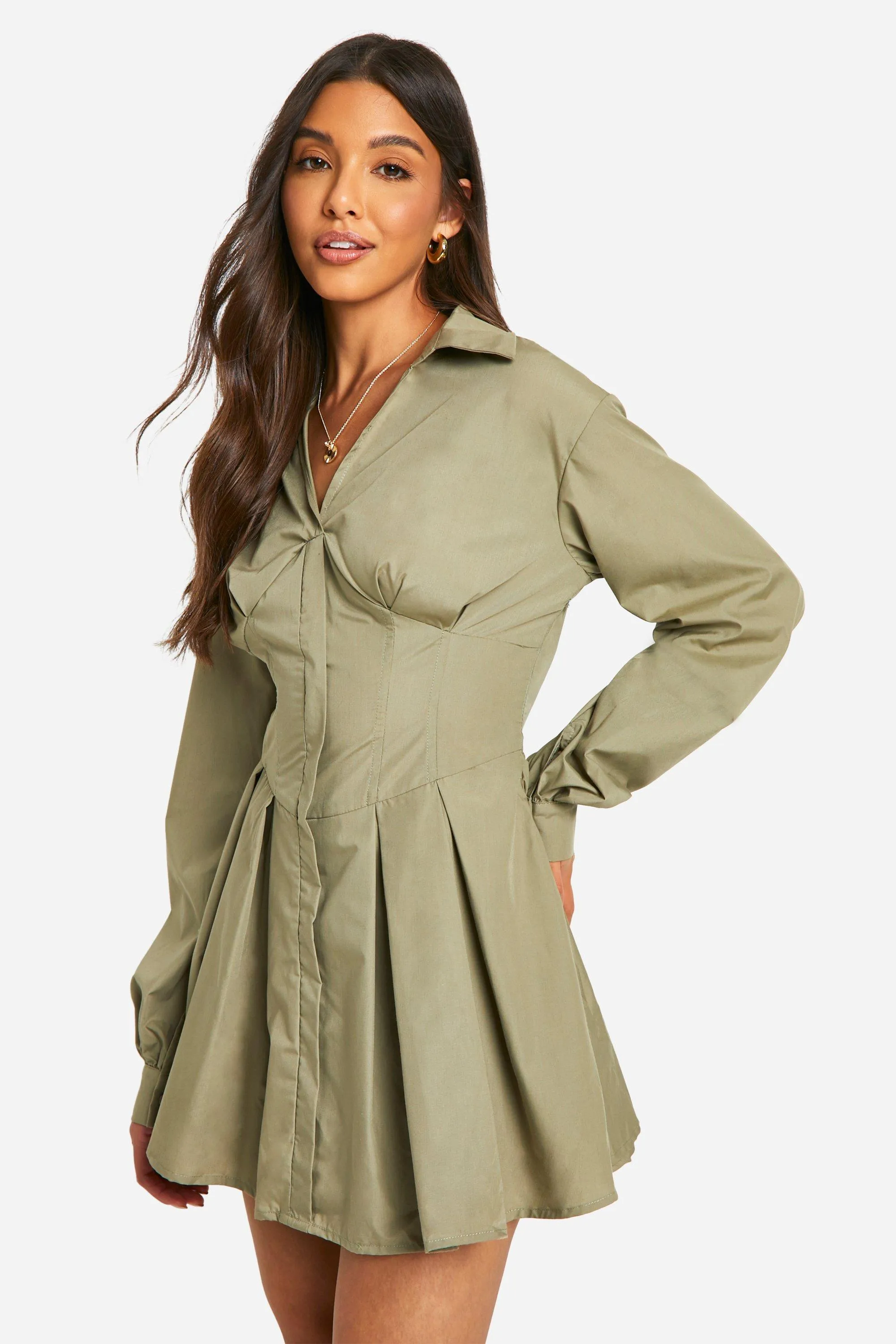 Shirt Dress with Corset Detail