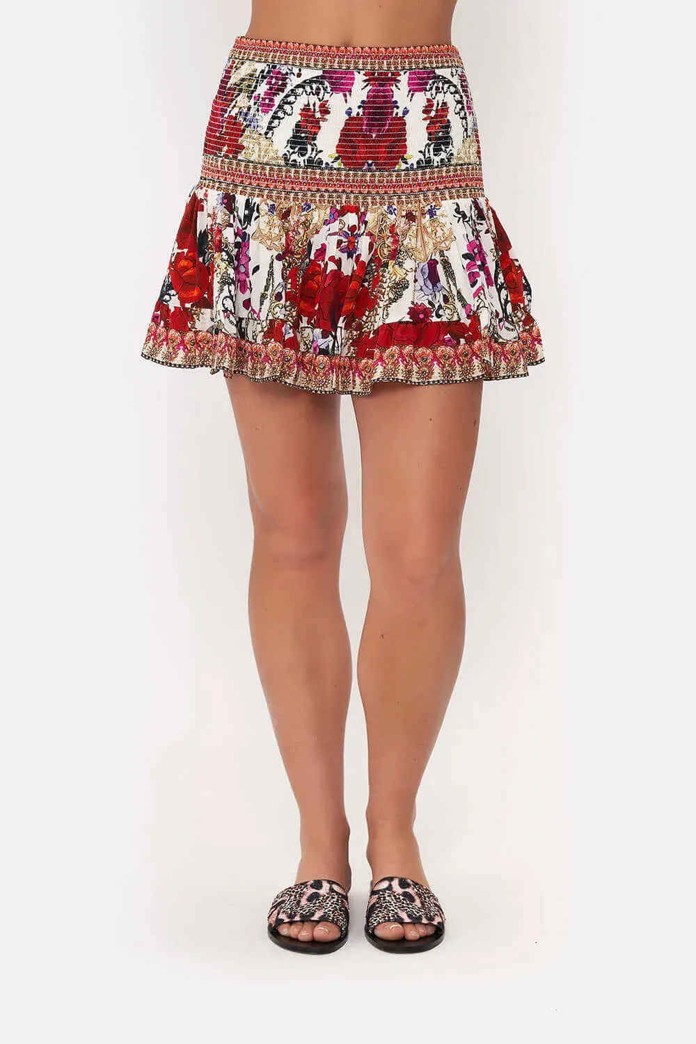 Short Shirred Reign Of Roses Skirt