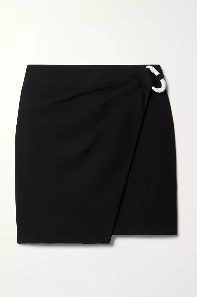 SIMKHAI Mini Skirt in Ebony Wrap