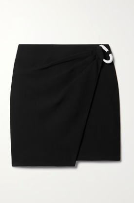 SIMKHAI Mini Skirt in Ebony Wrap