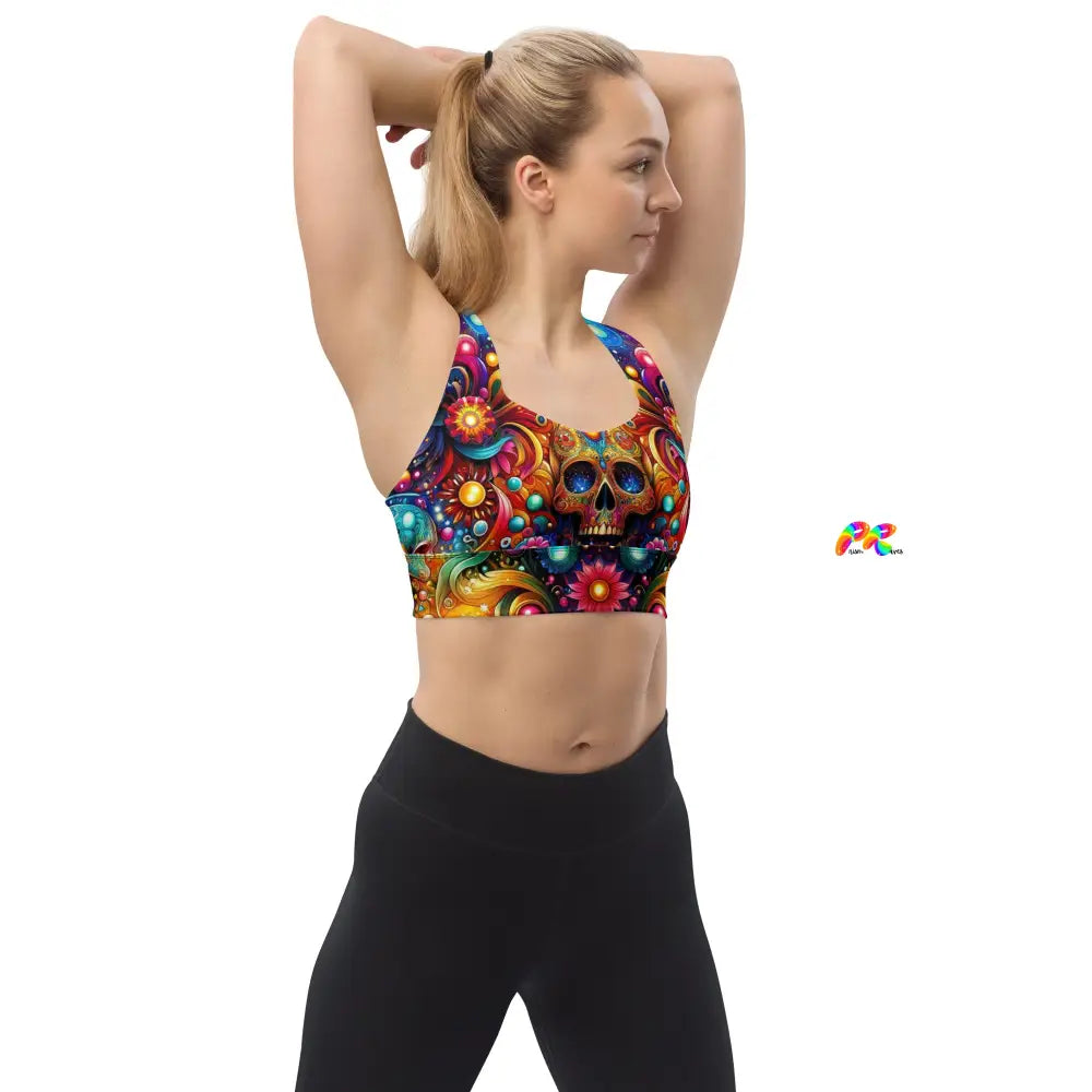 Skull Light Fantasia Rave Sports Bra