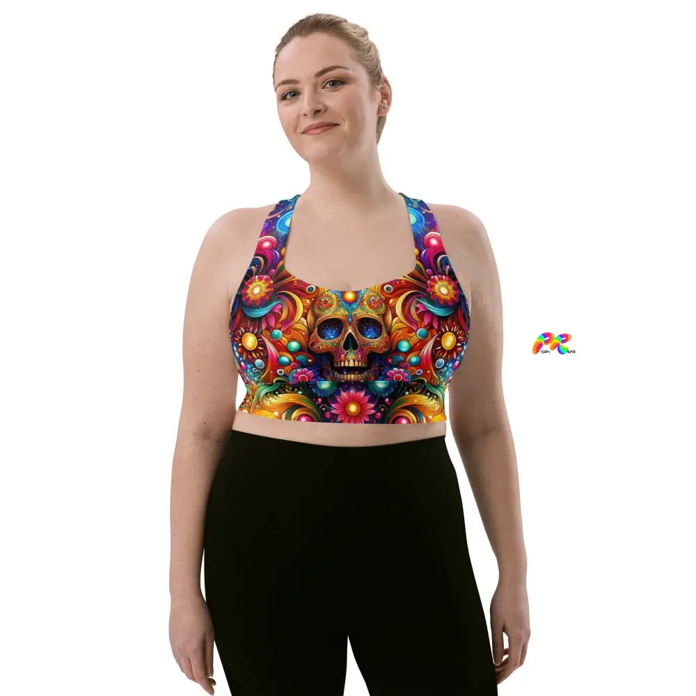 Skull Light Fantasia Rave Sports Bra