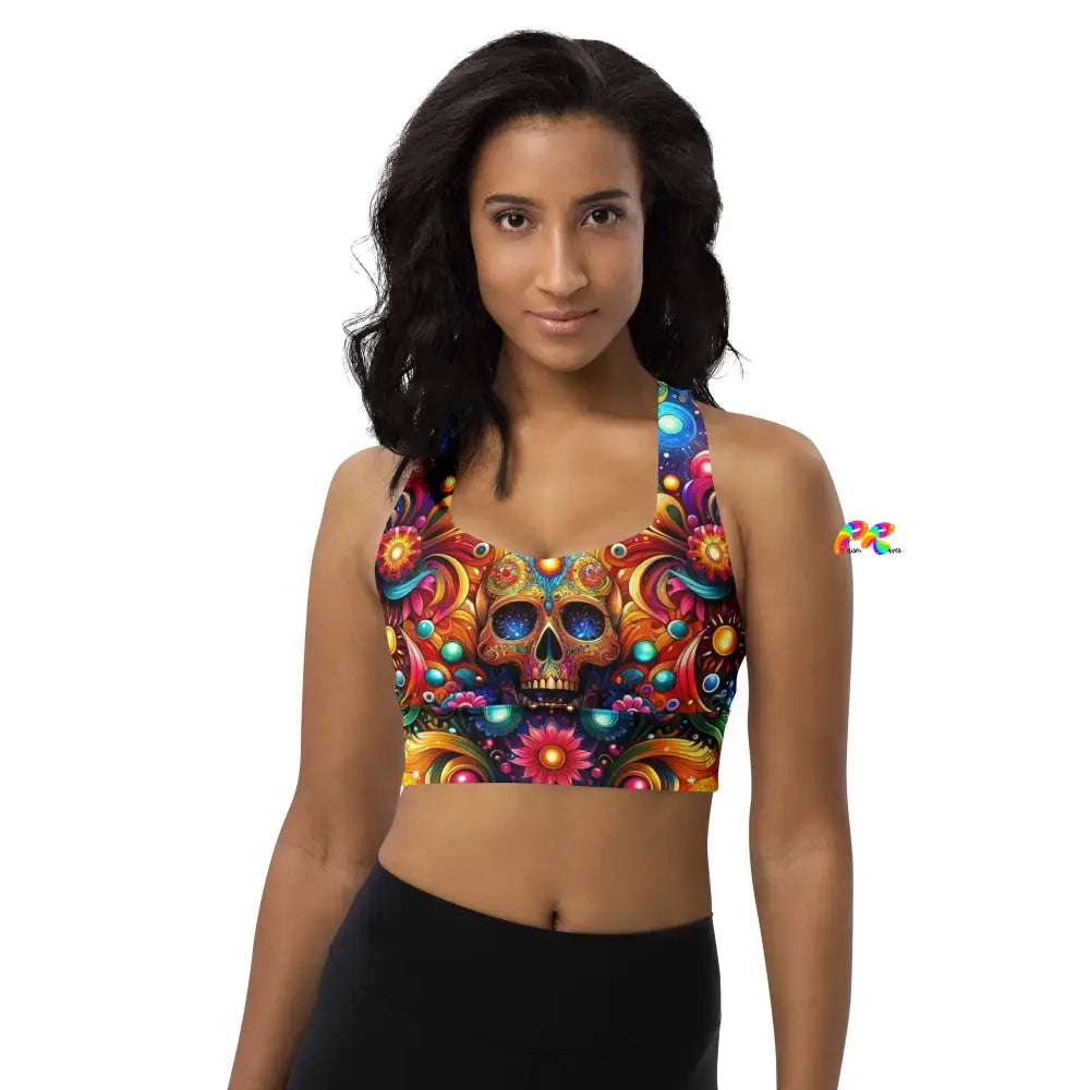 Skull Light Fantasia Rave Sports Bra