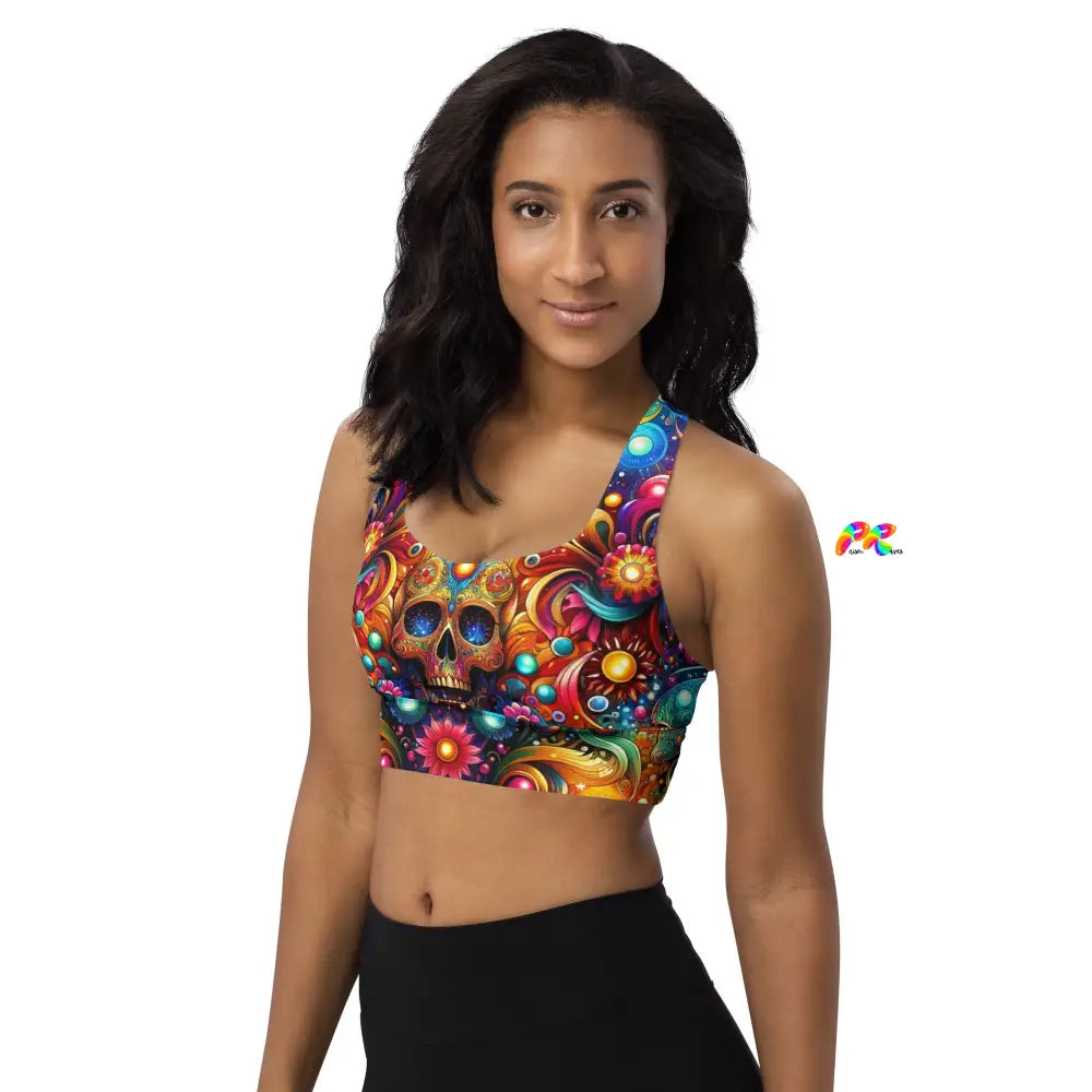 Skull Light Fantasia Rave Sports Bra