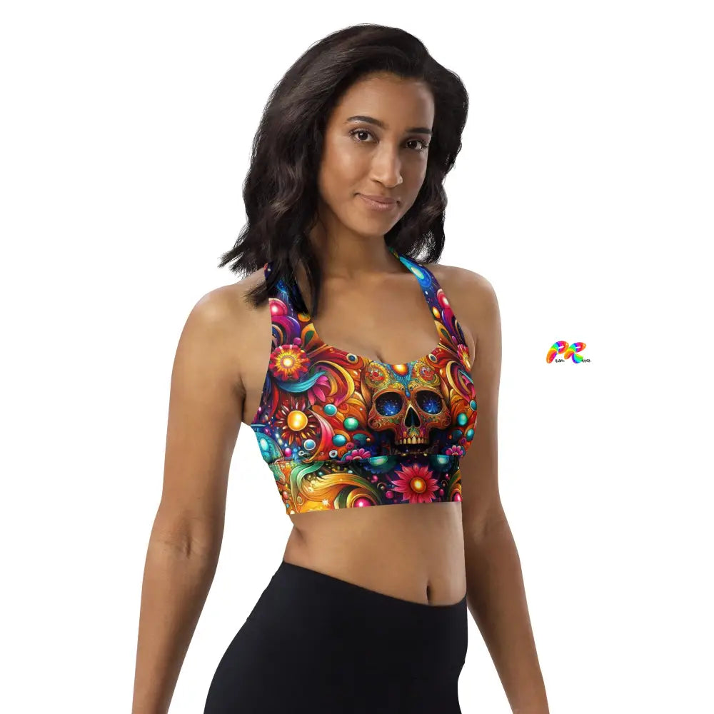 Skull Light Fantasia Rave Sports Bra