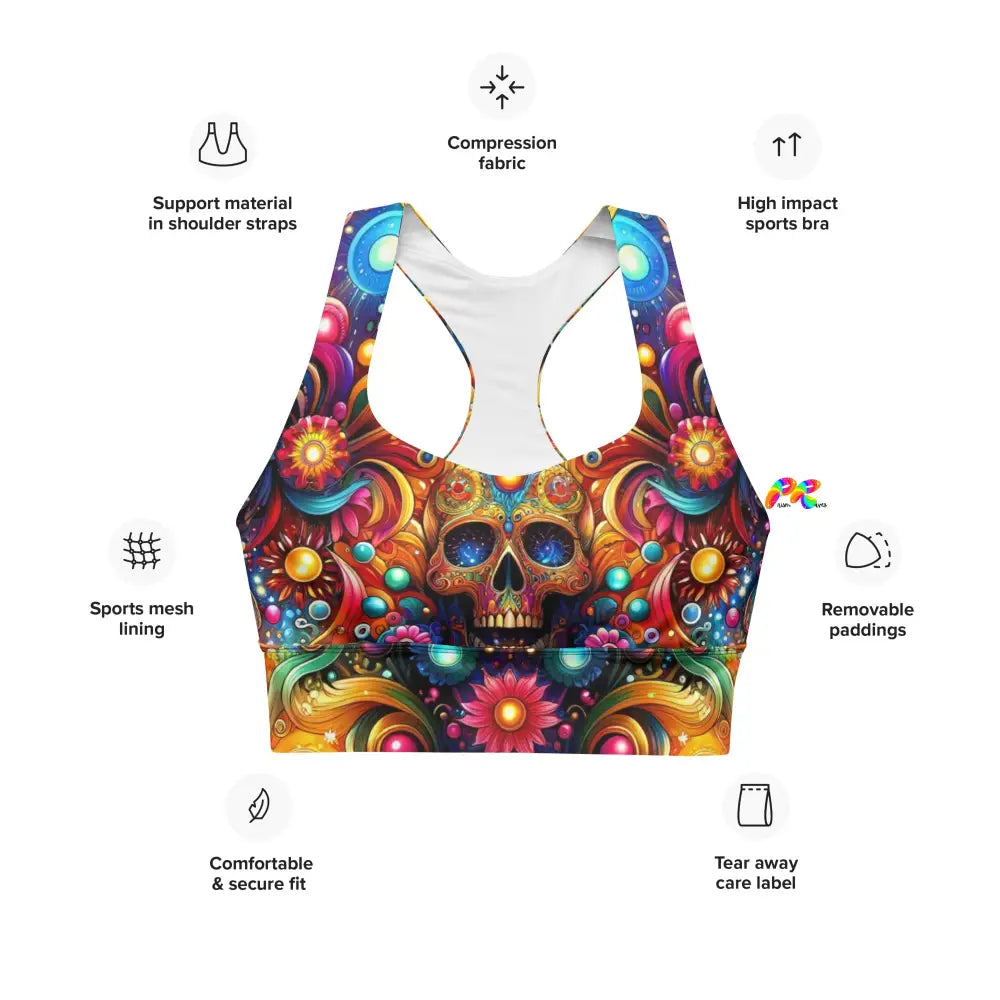 Skull Light Fantasia Rave Sports Bra