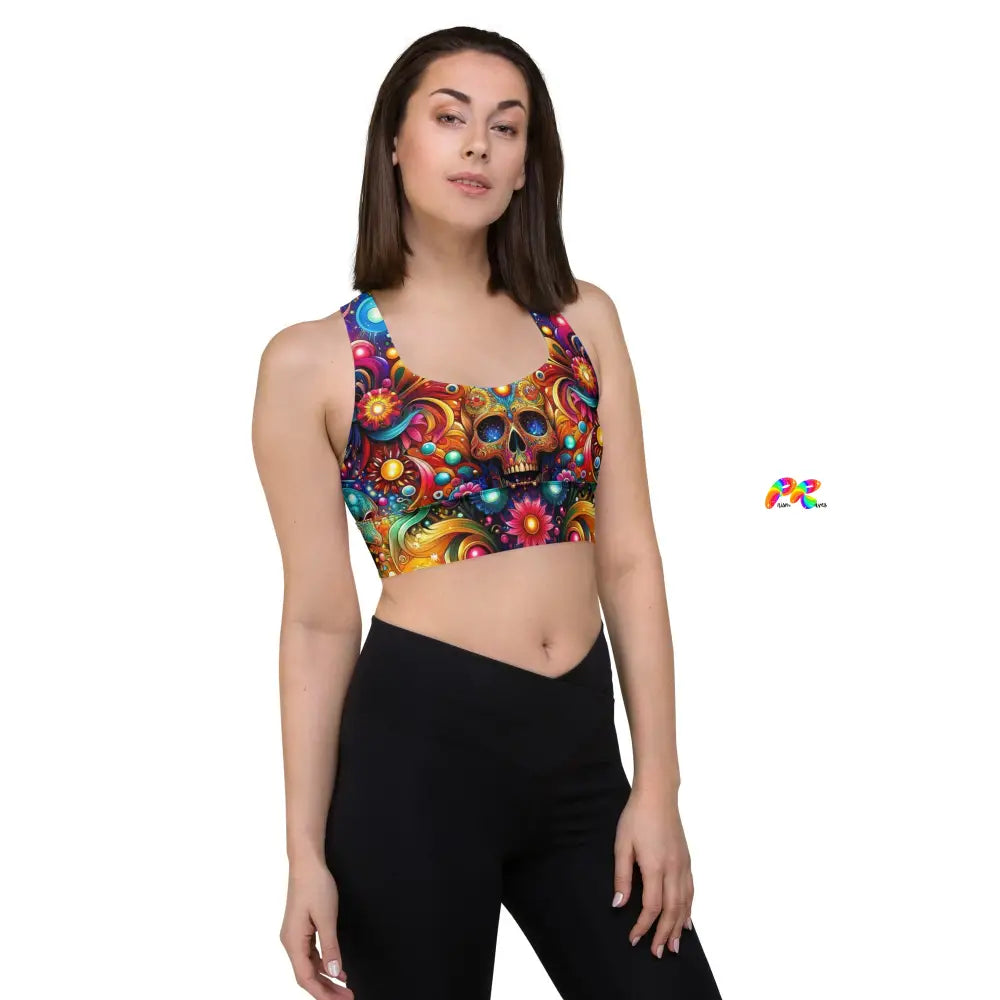 Skull Light Fantasia Rave Sports Bra