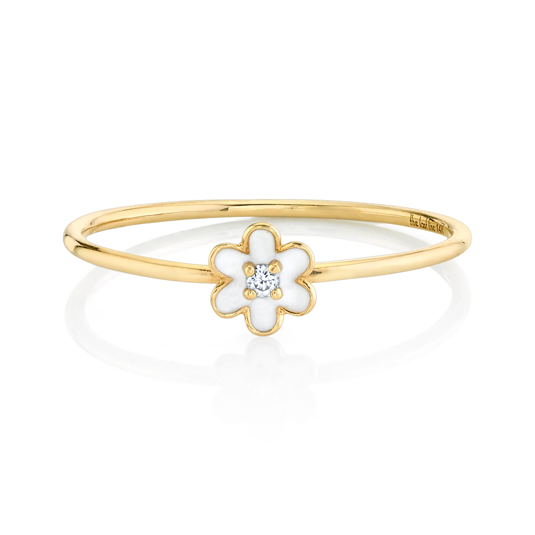 14k Yellow Gold Flower Slim Ring