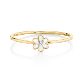 14k Yellow Gold Flower Slim Ring