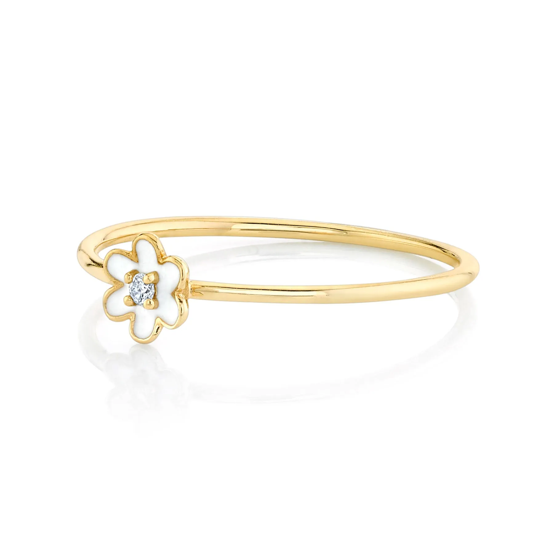 14k Yellow Gold Flower Slim Ring