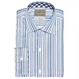 Boys Blue Poplin Stripe Shirt - Button Down