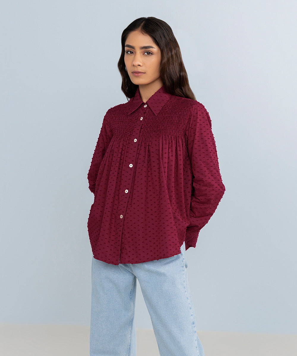 Jacquard Smocked Top