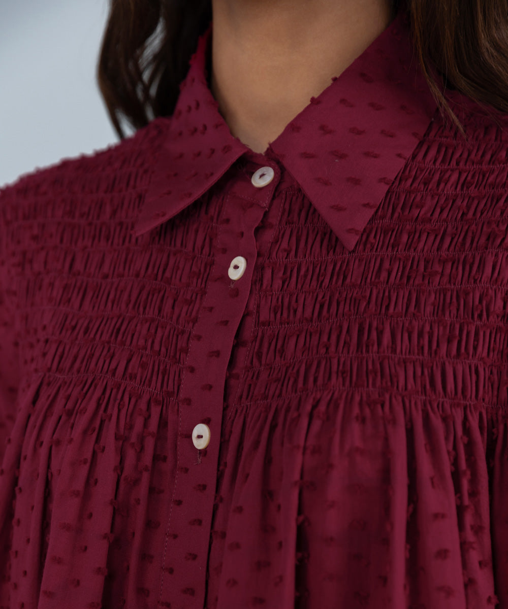 Jacquard Smocked Top