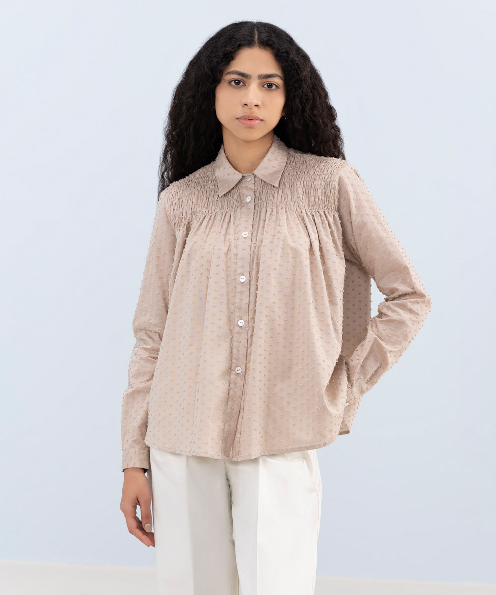 Stylish Jacquard Smocked Top