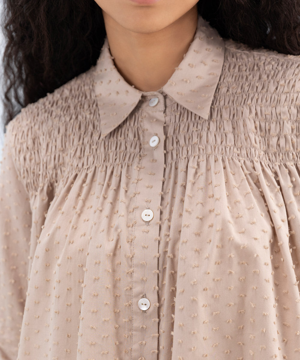 Stylish Jacquard Smocked Top