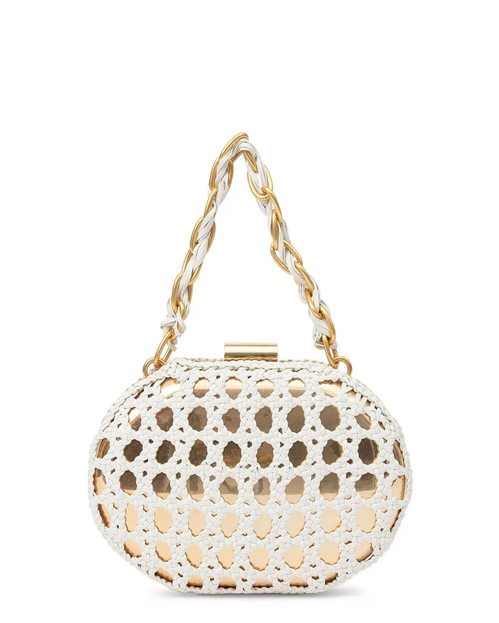 Sol Macrame Leather Clutch in White