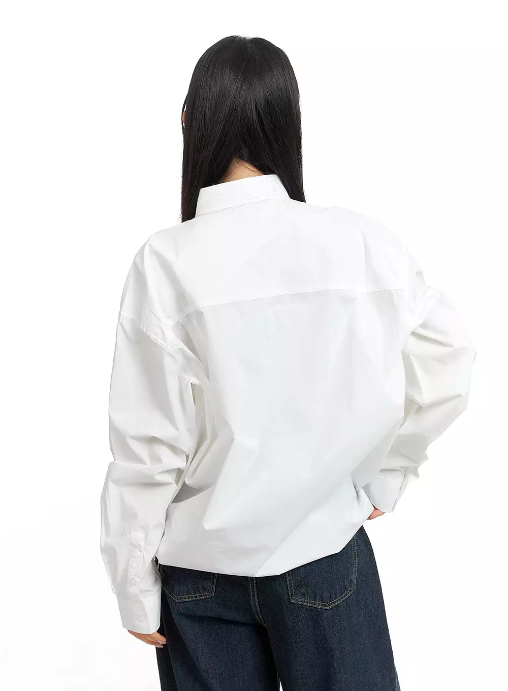 Solid Drawstring Blouse - Unisex Shirt CM418