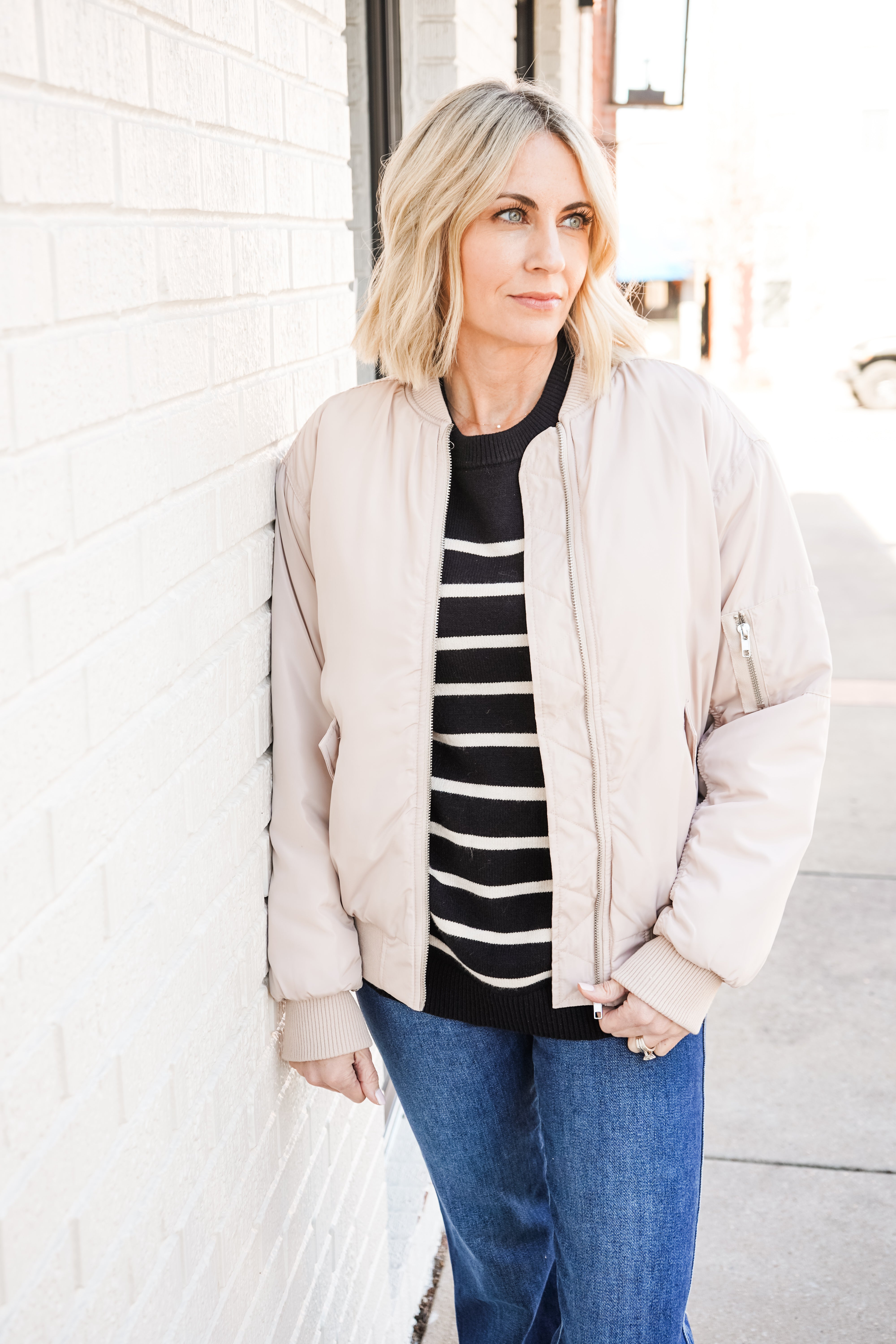 Solid Ruched Bomber Jacket