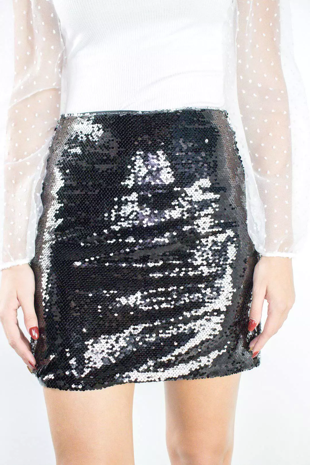 Sparkly Black Sequin Short Skirt