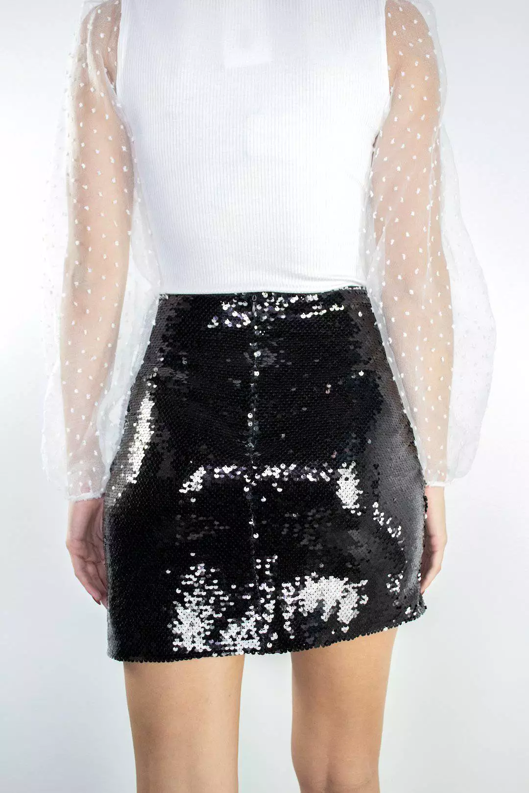 Sparkly Black Sequin Short Skirt