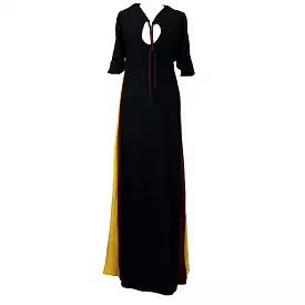 Staud Black Crepe Maxi Dress with Colored Inset Panels XS