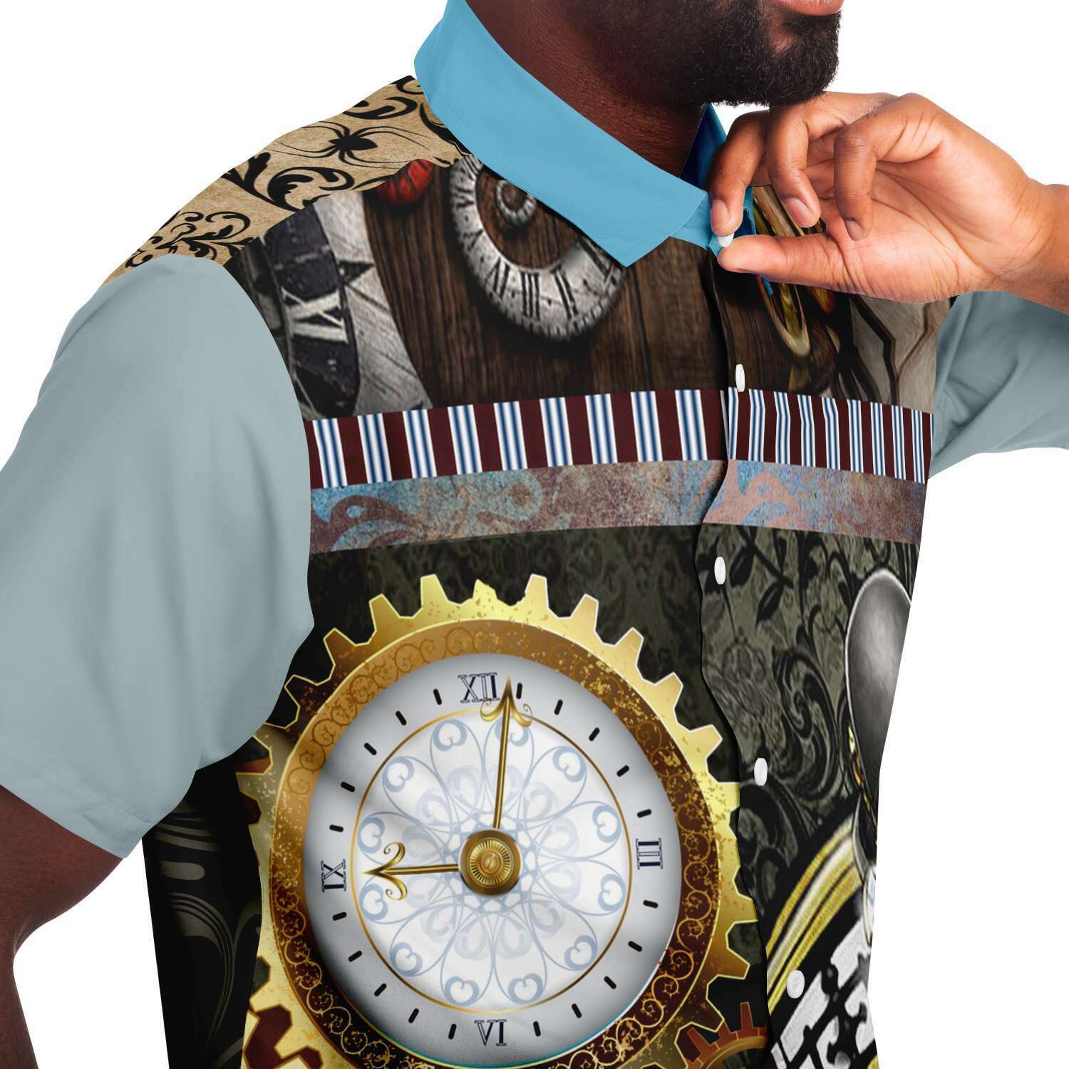 Steampunk Warrior Short Sleeve Button Down Shirt