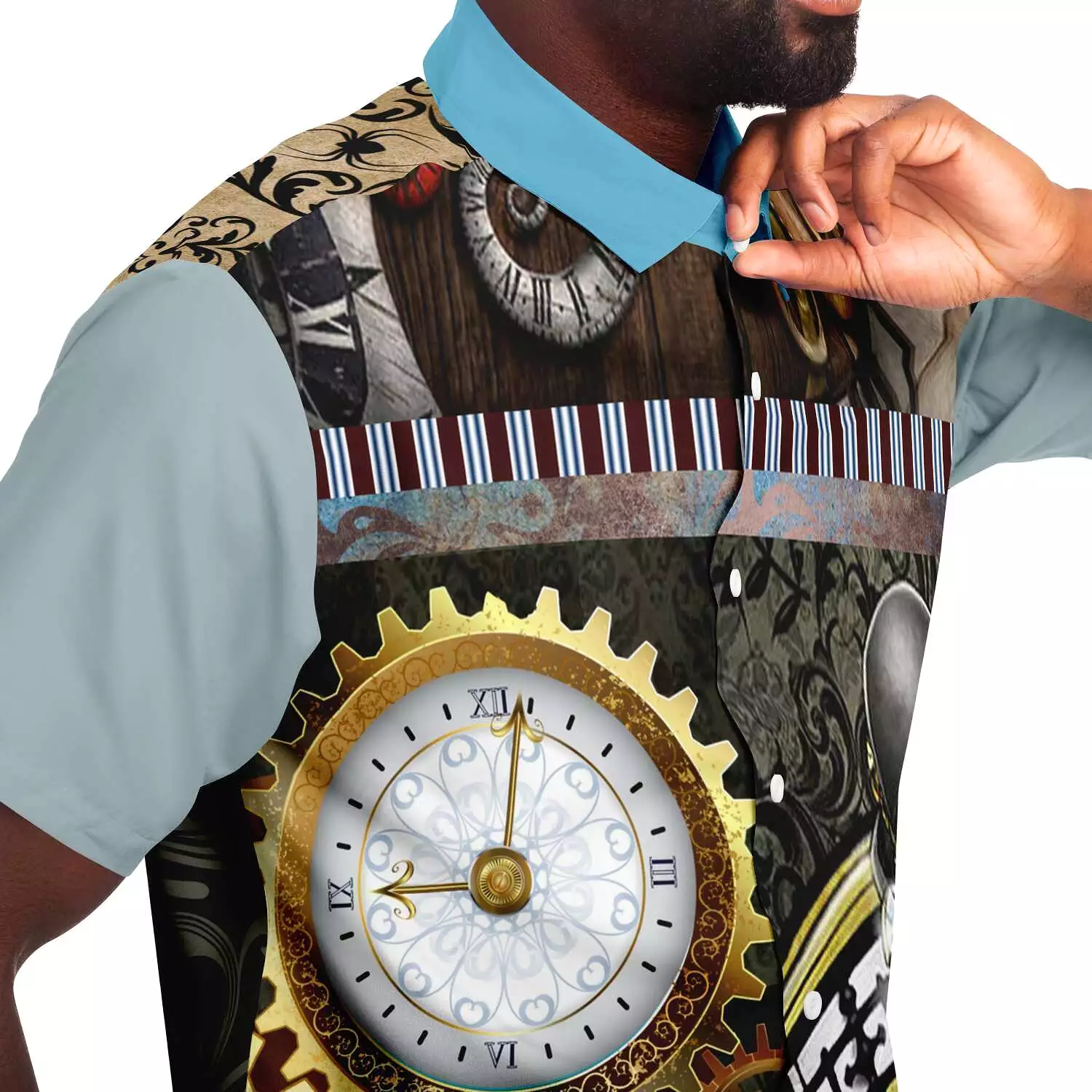 Steampunk Warrior Short Sleeve Button Down Shirt