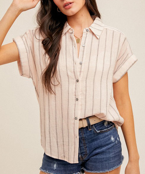 Pink Stripe Button Down Shirt