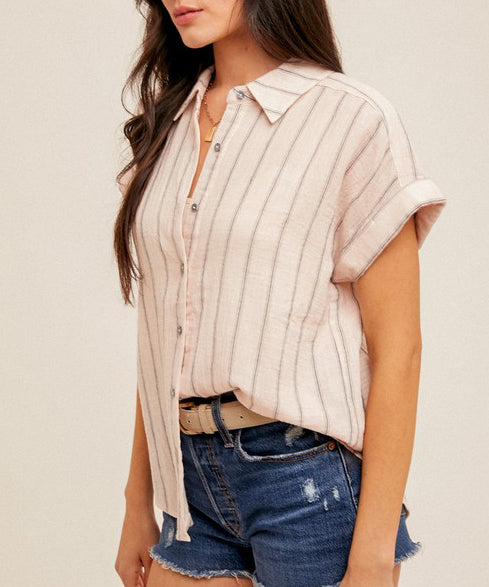 Pink Stripe Button Down Shirt