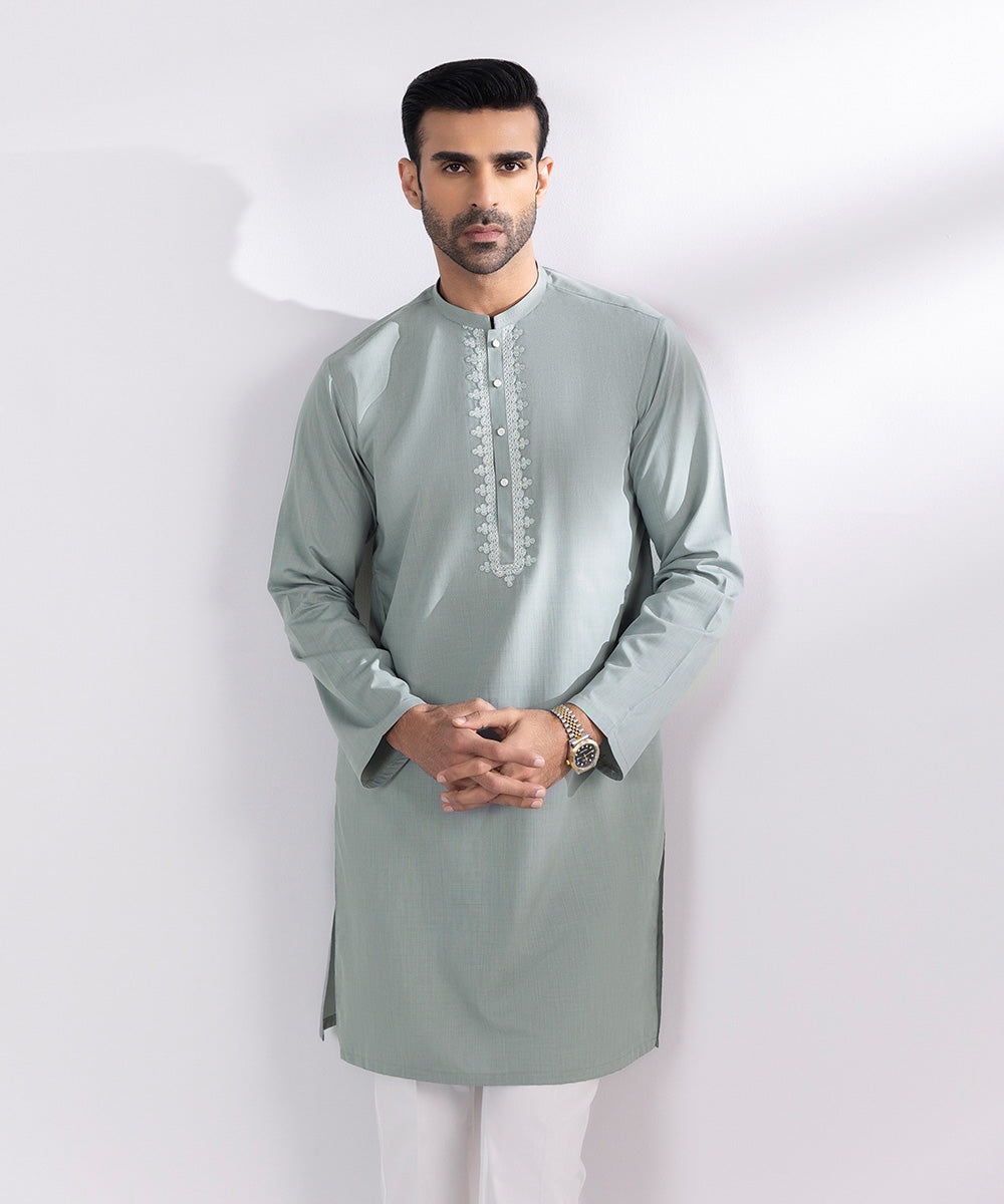 Stylish Kurta with Embroidered Wash & Wear Fabric