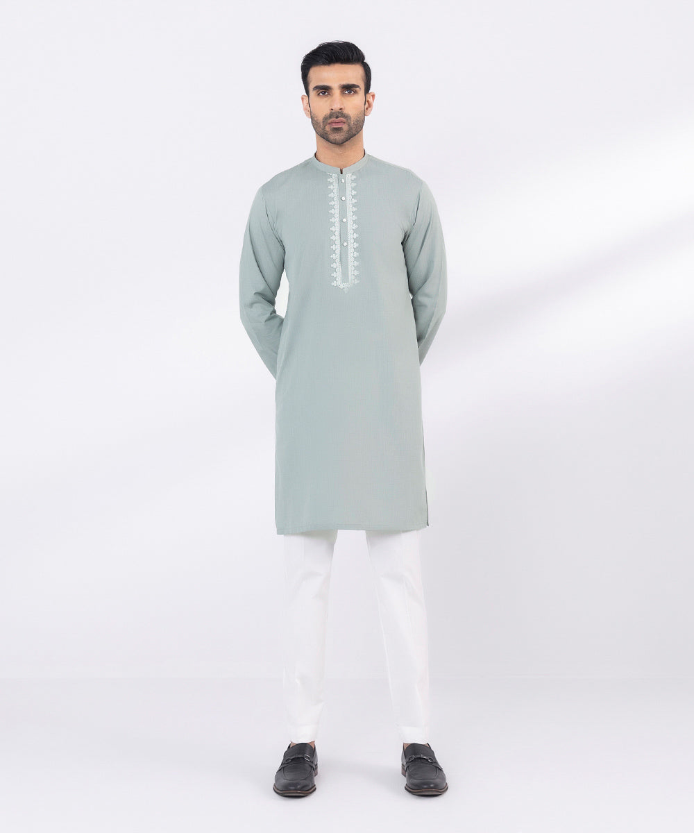 Stylish Kurta with Embroidered Wash & Wear Fabric