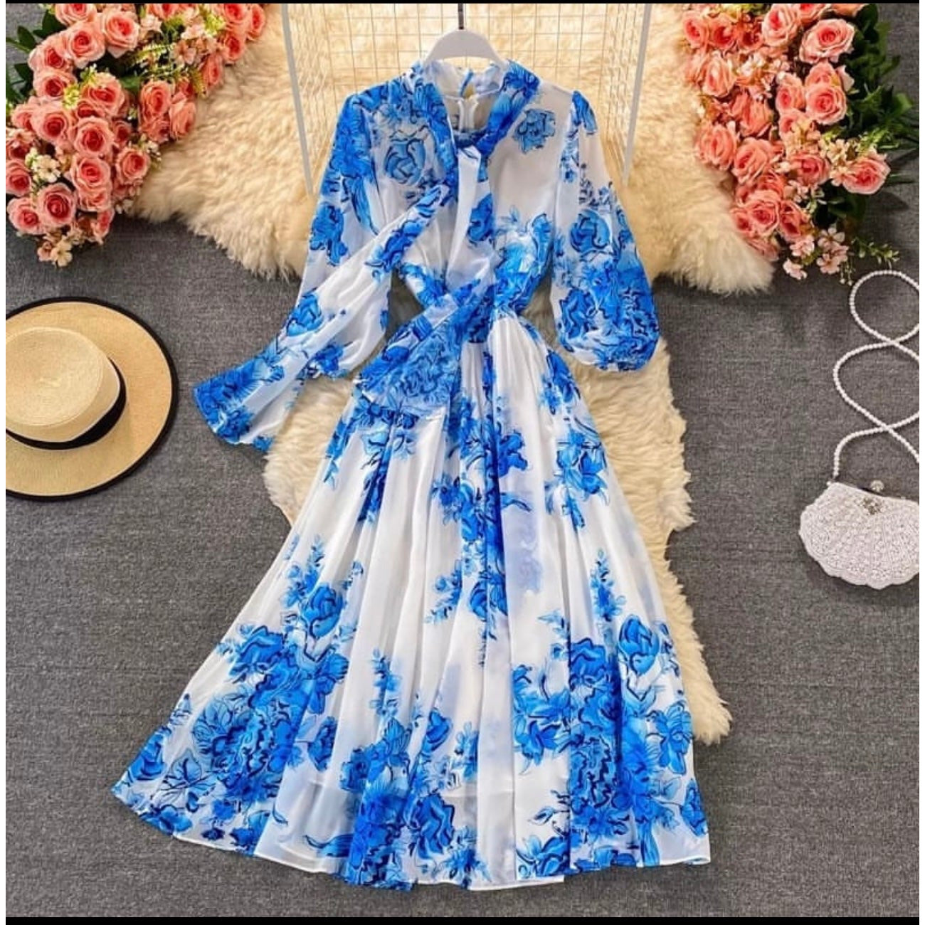 Summer Floral Chiffon Bohemian Long Dress