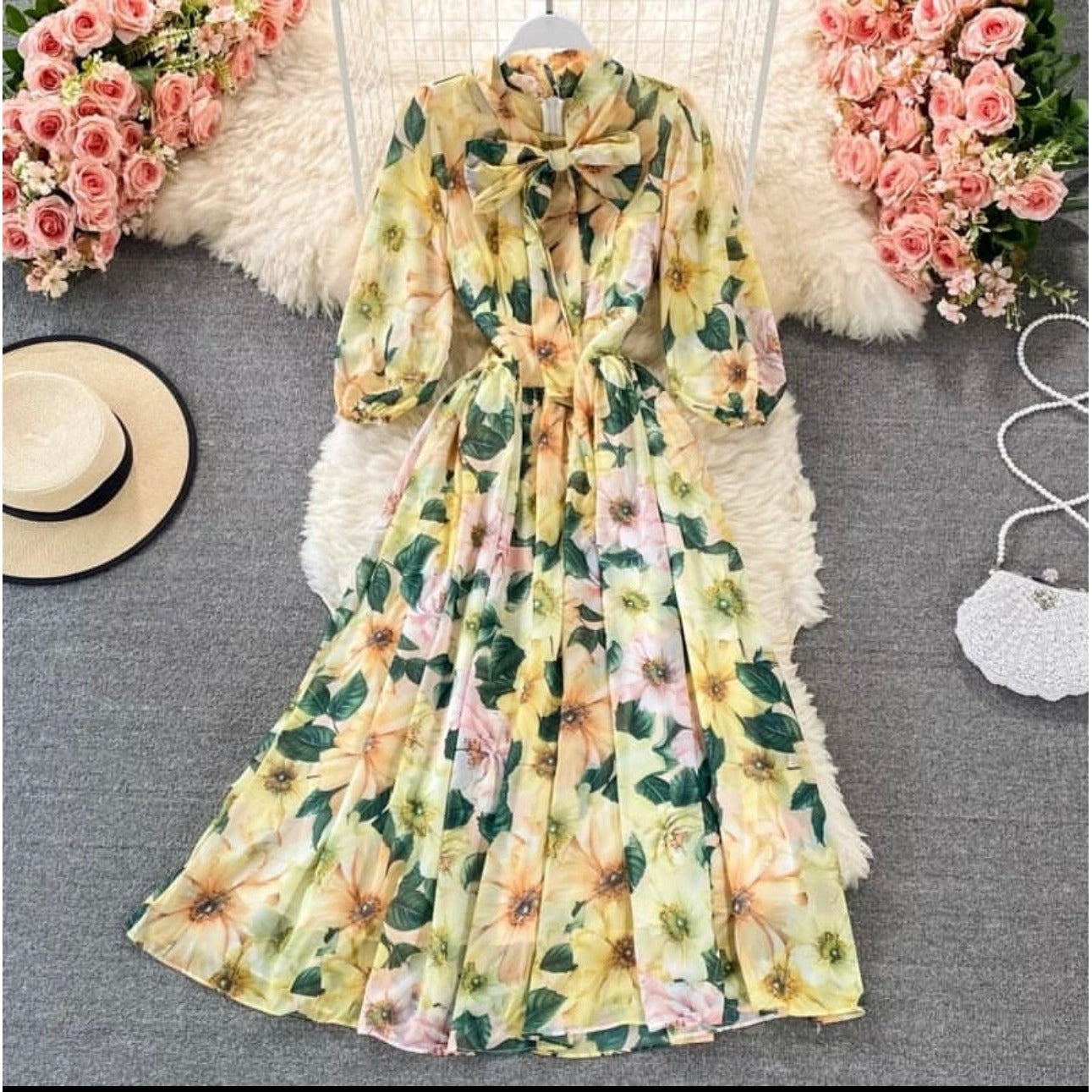 Summer Floral Chiffon Bohemian Long Dress