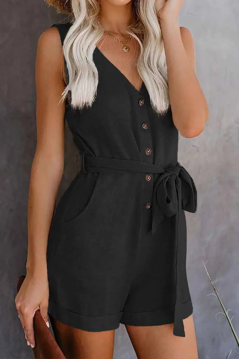 Sunny V-neck Bow Rompers for Casual Summer Style