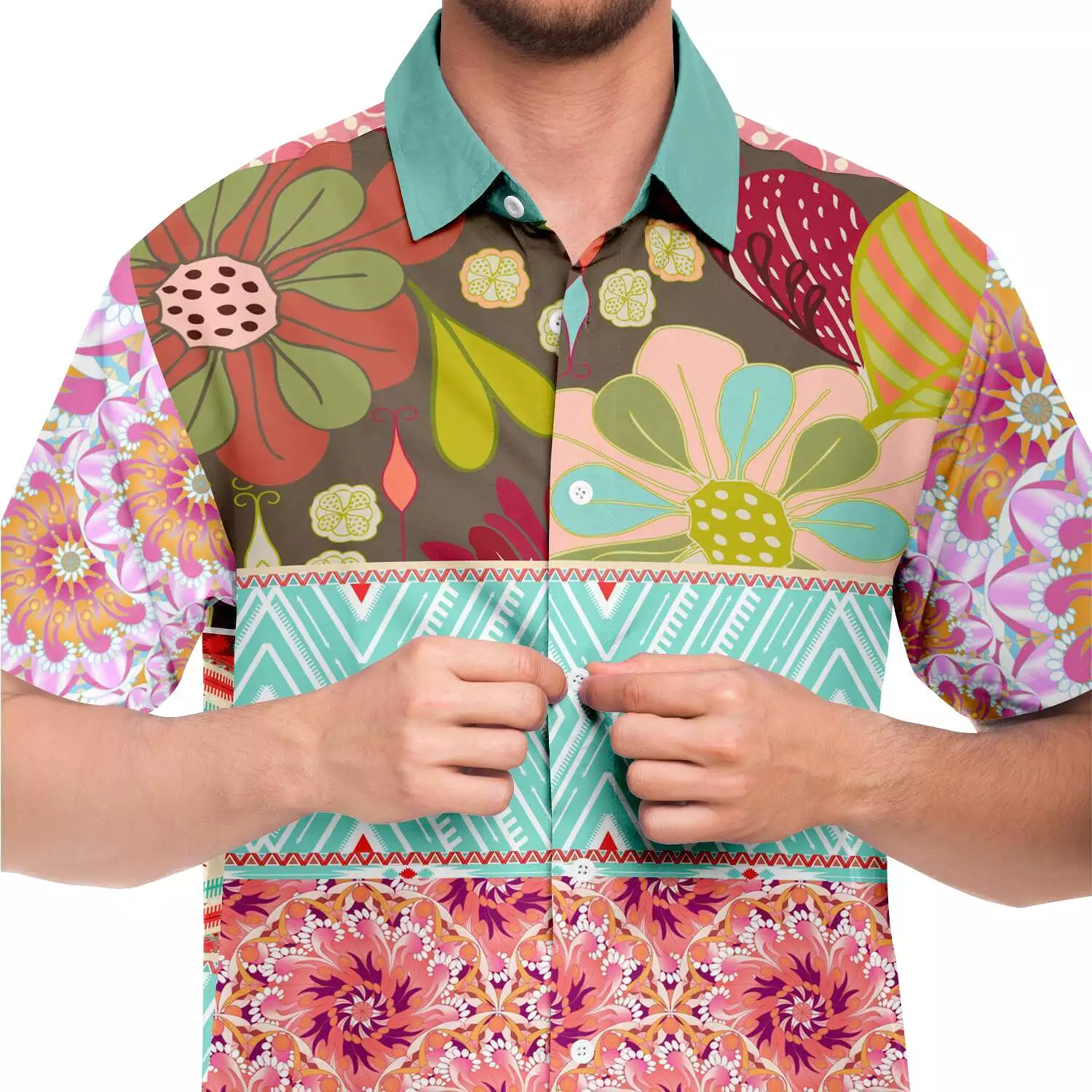 Summer Love printed short sleeve casual shirt.