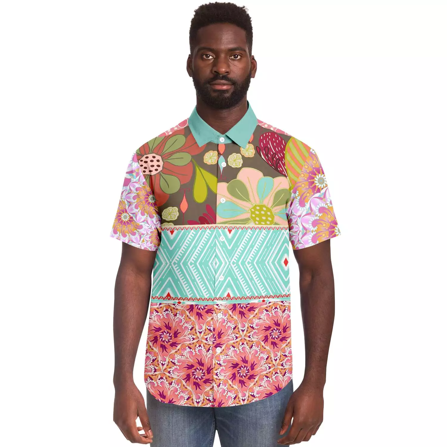 Summer Love printed short sleeve casual shirt.