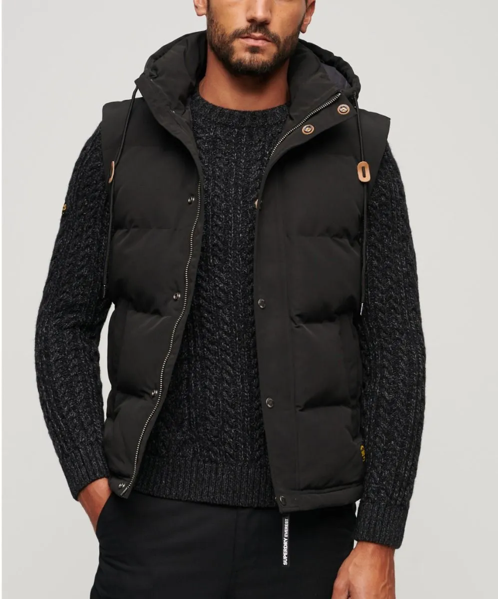 Superdry Everest Hooded Puffer Gilet Jet Black