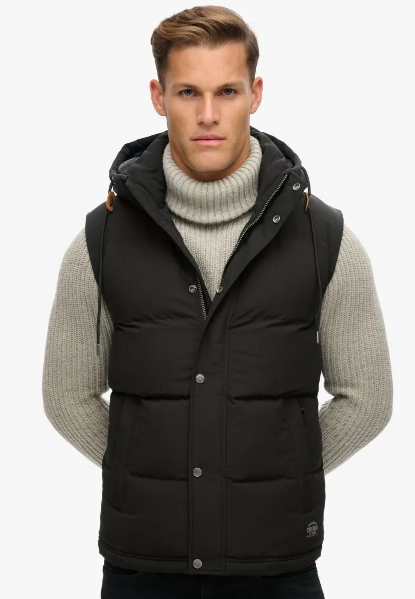 Superdry Everest Hooded Puffer Gilet Jet Black