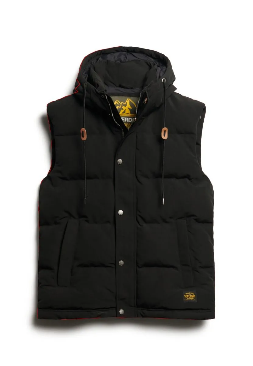 Superdry Everest Hooded Puffer Gilet Jet Black