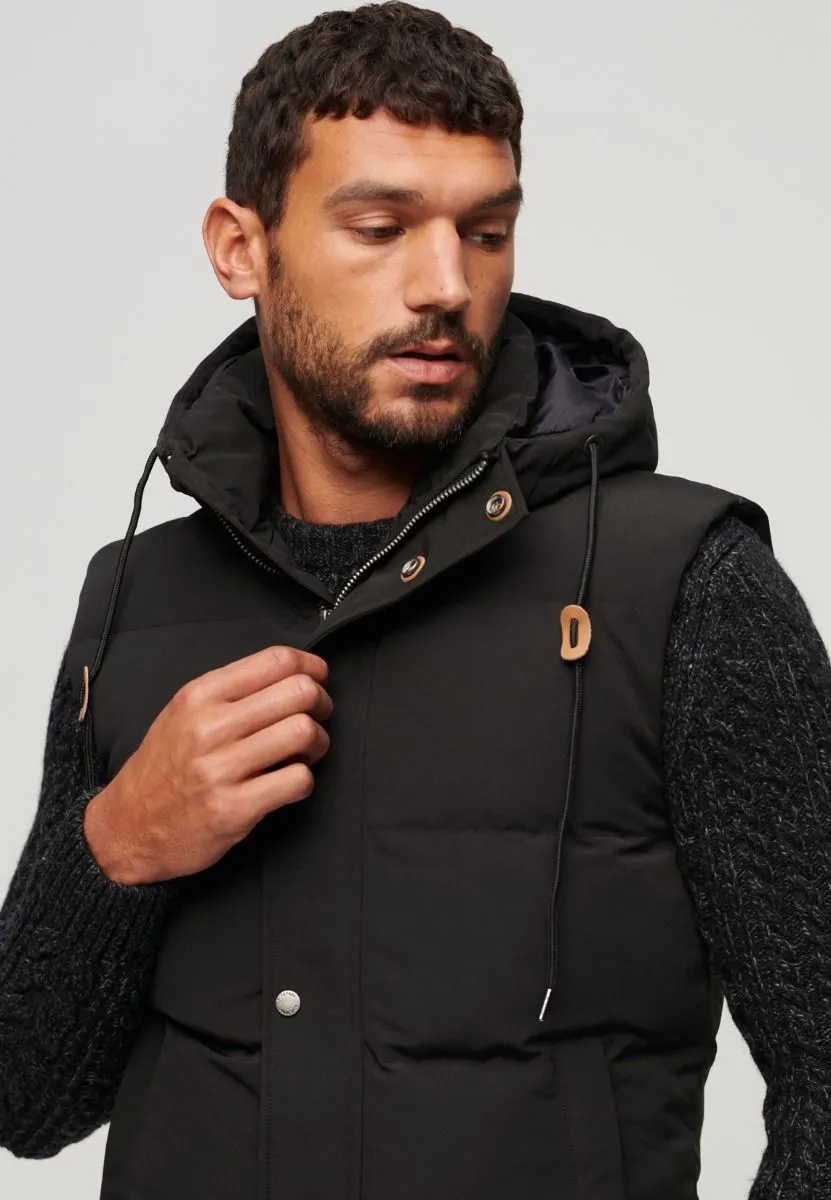 Superdry Everest Hooded Puffer Gilet Jet Black