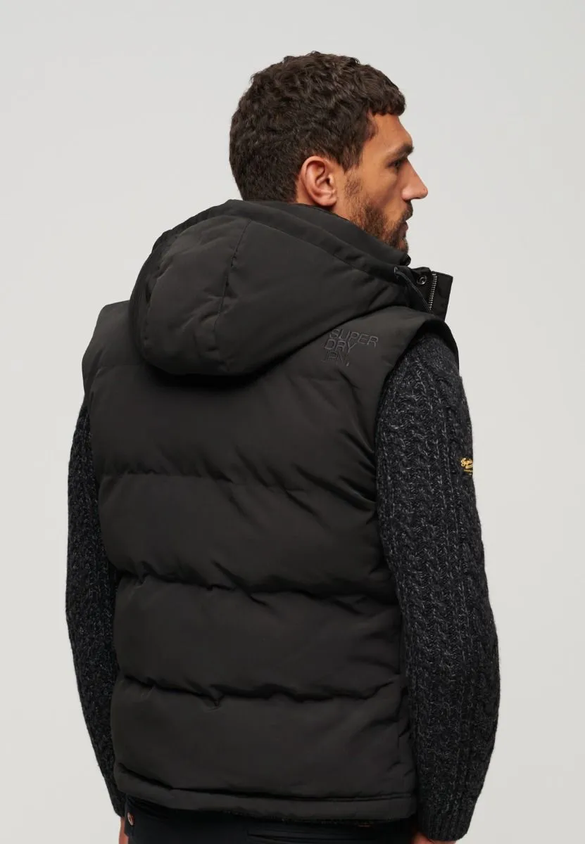 Superdry Everest Hooded Puffer Gilet Jet Black