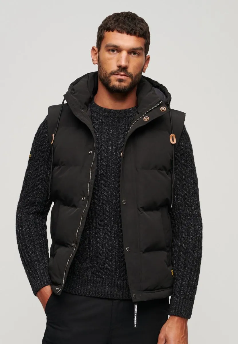 Superdry Everest Hooded Puffer Gilet Jet Black