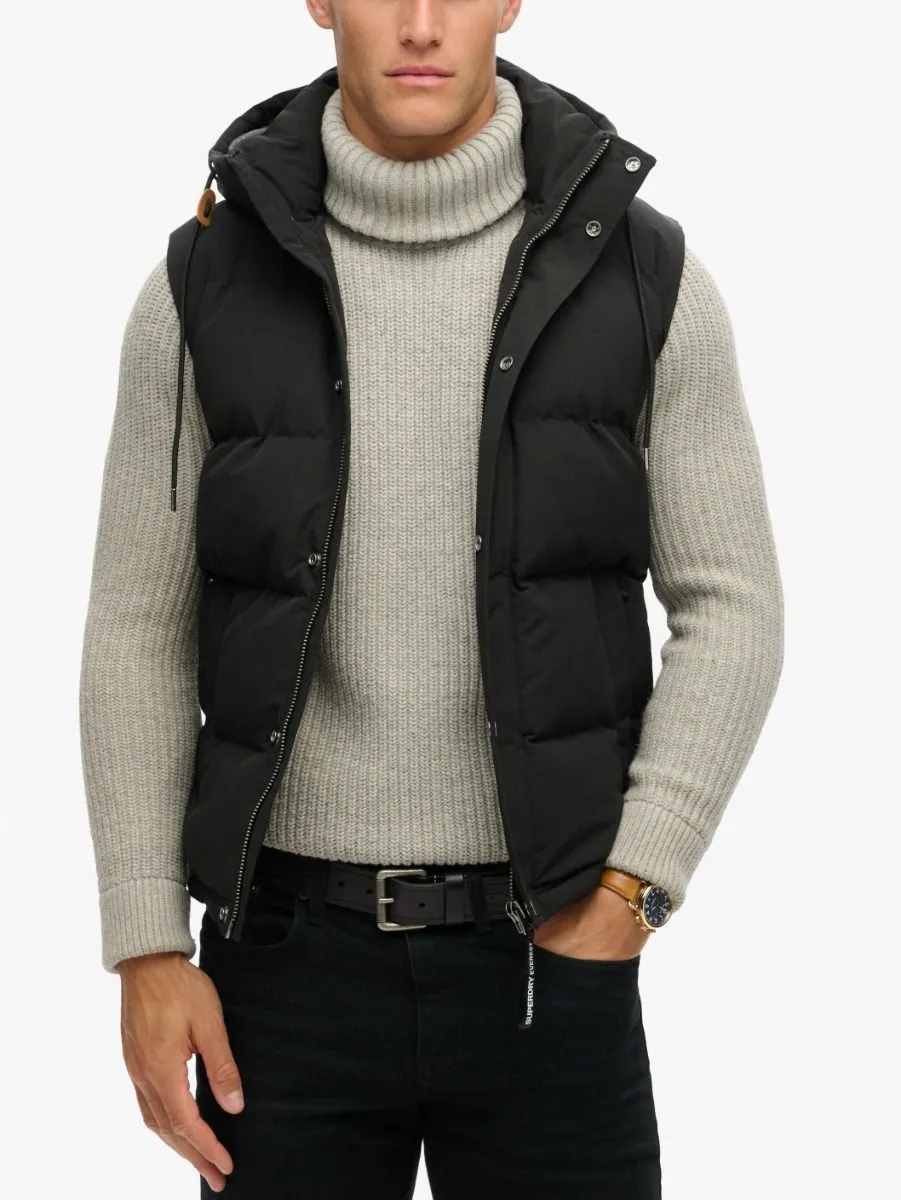 Superdry Everest Hooded Puffer Gilet Jet Black