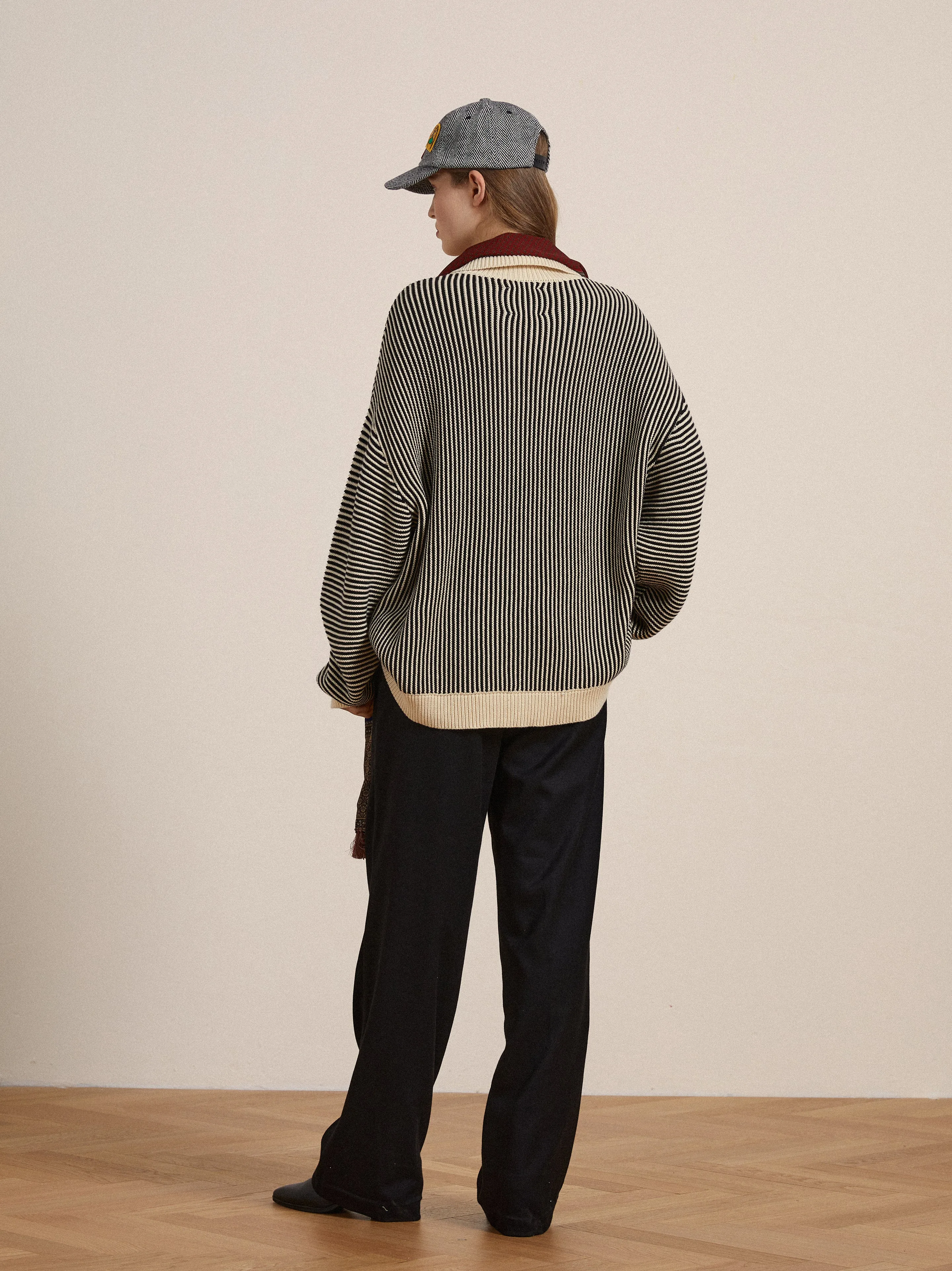 Tabas Tie Knit Collared Sweater