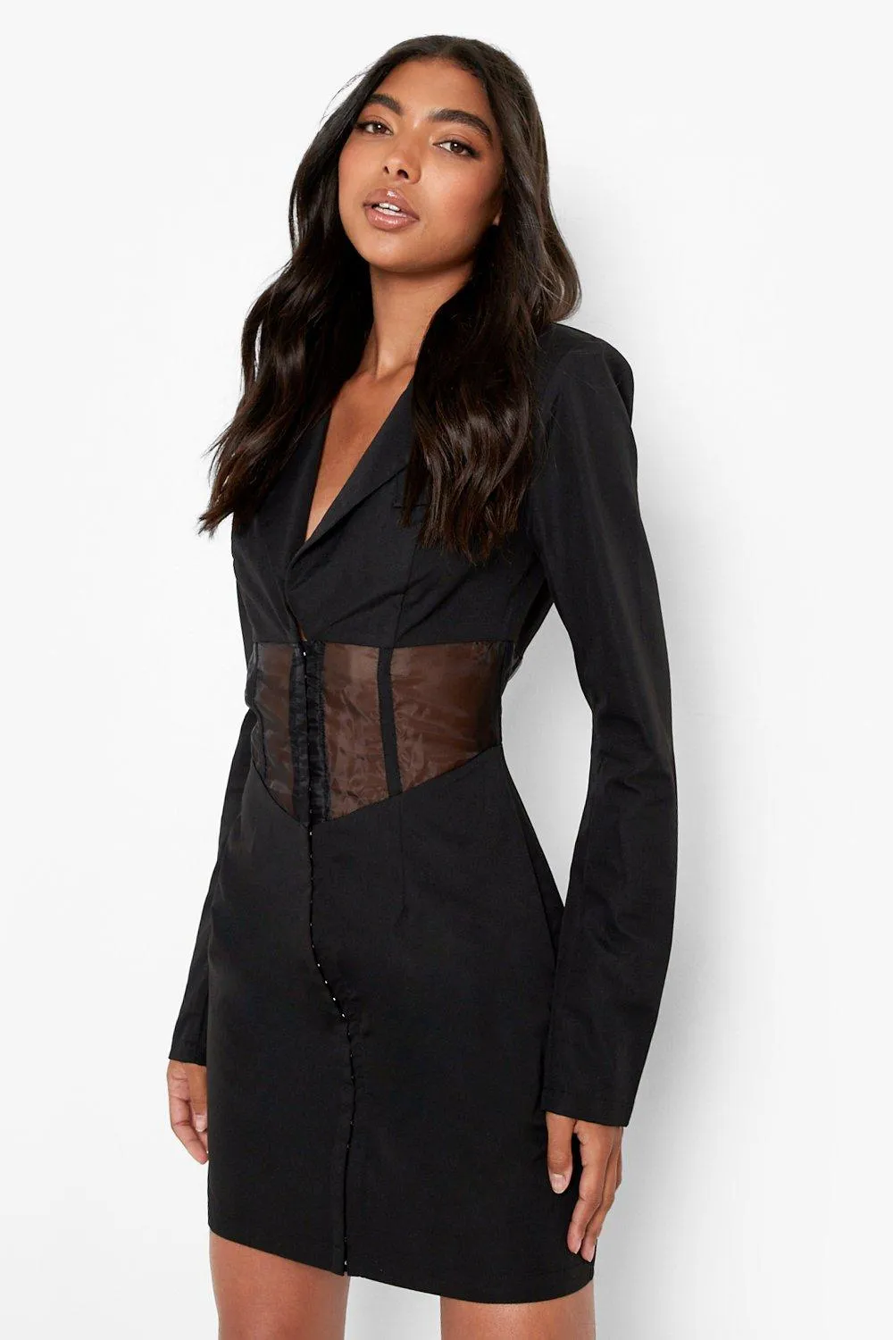 Tall Blazer Dress with Corset Detail