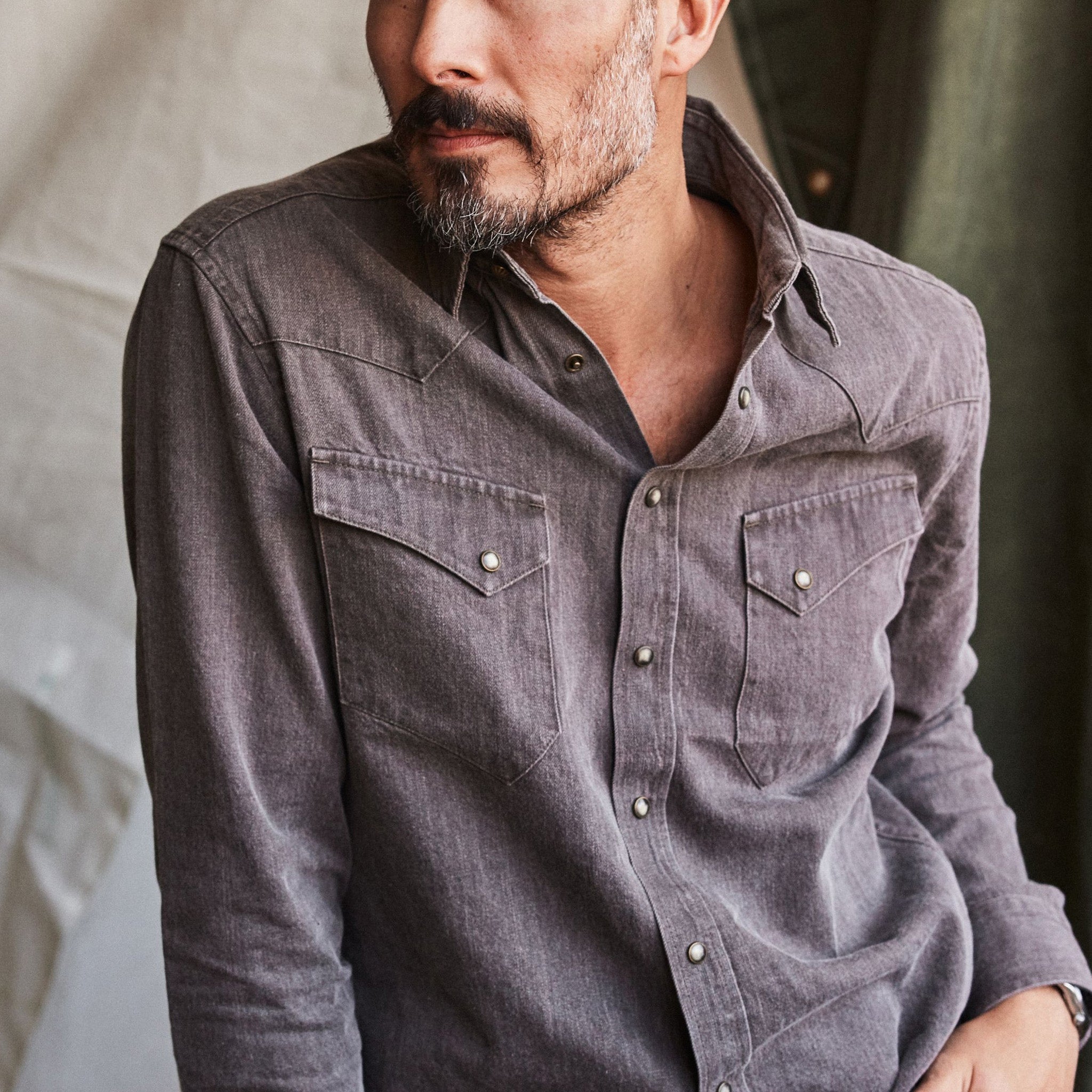 The Western Shirt in Soil Pigment Selvage Denim - Results: