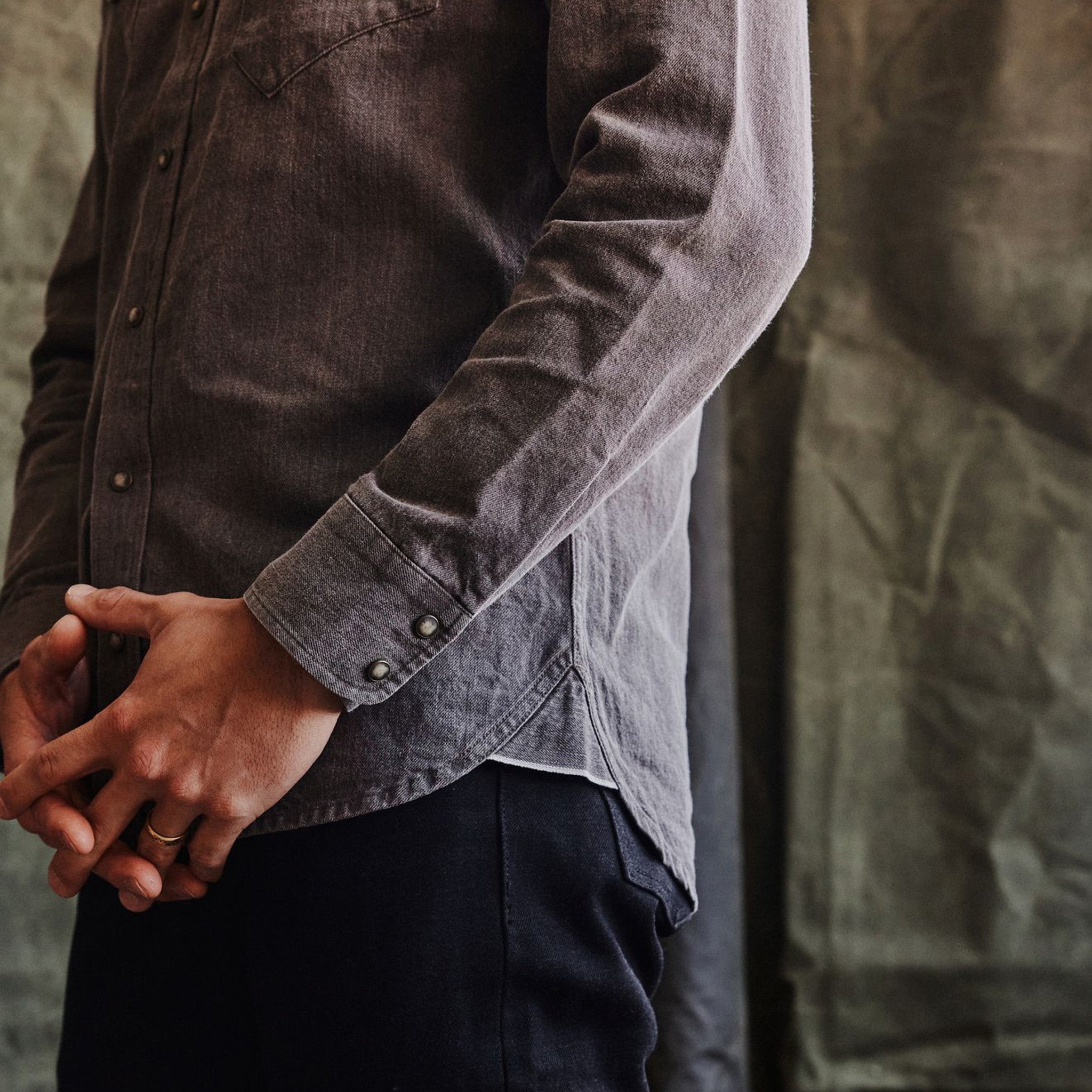 The Western Shirt in Soil Pigment Selvage Denim - Results: