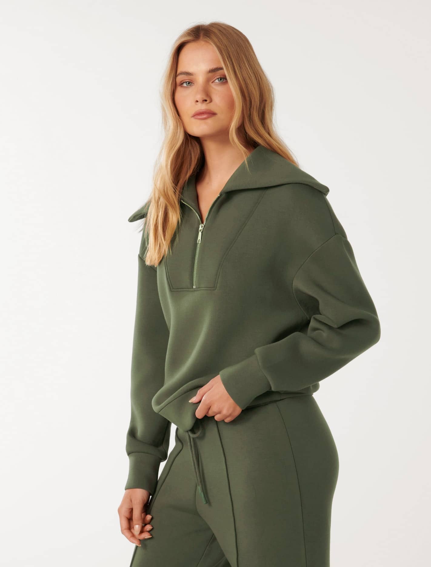 Tiana Loungewear Sweatshirt with Zip Front.