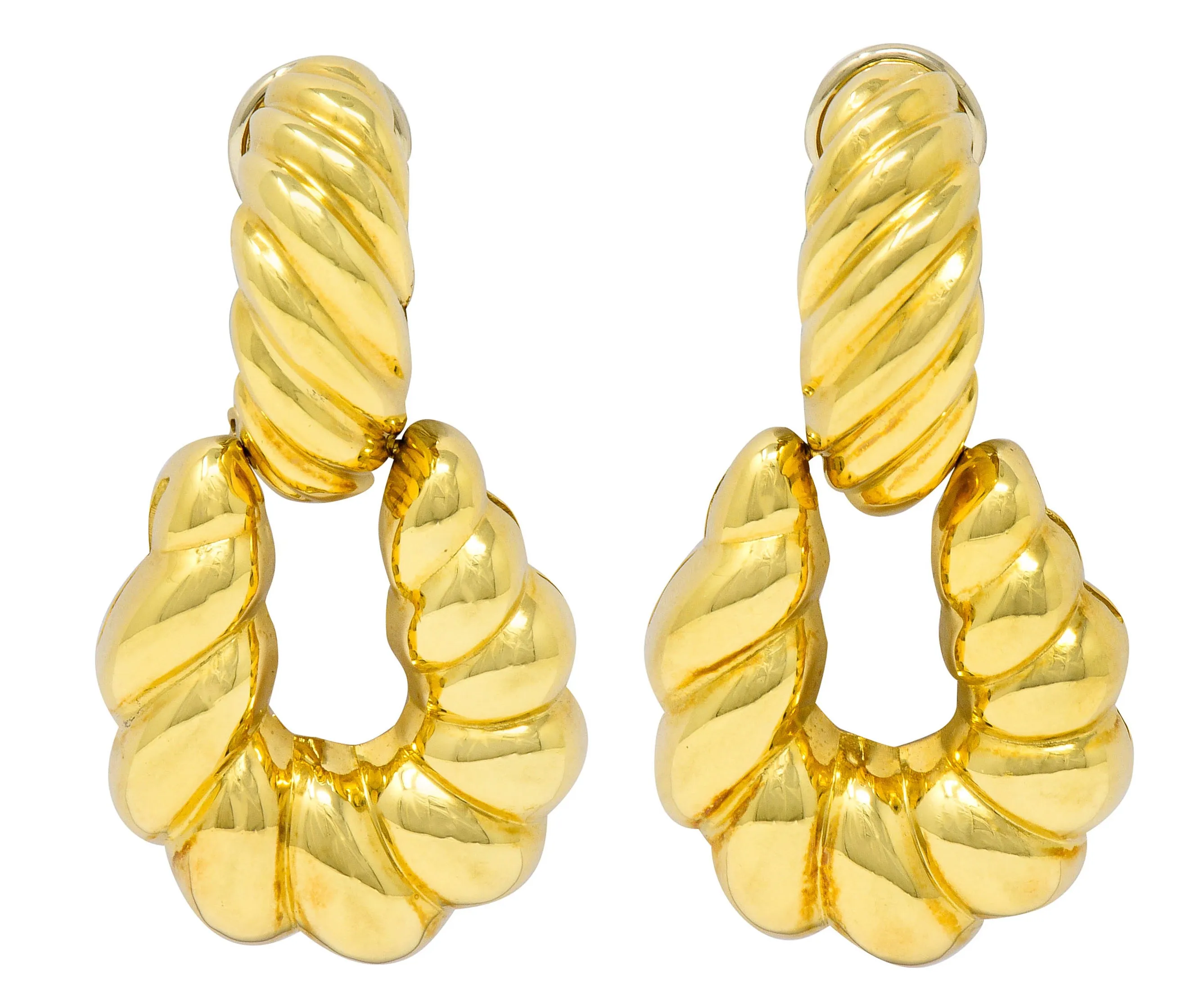 18K Gold Ribbed Doorknocker Ear-Clip Earrings by Tiffany & Co.