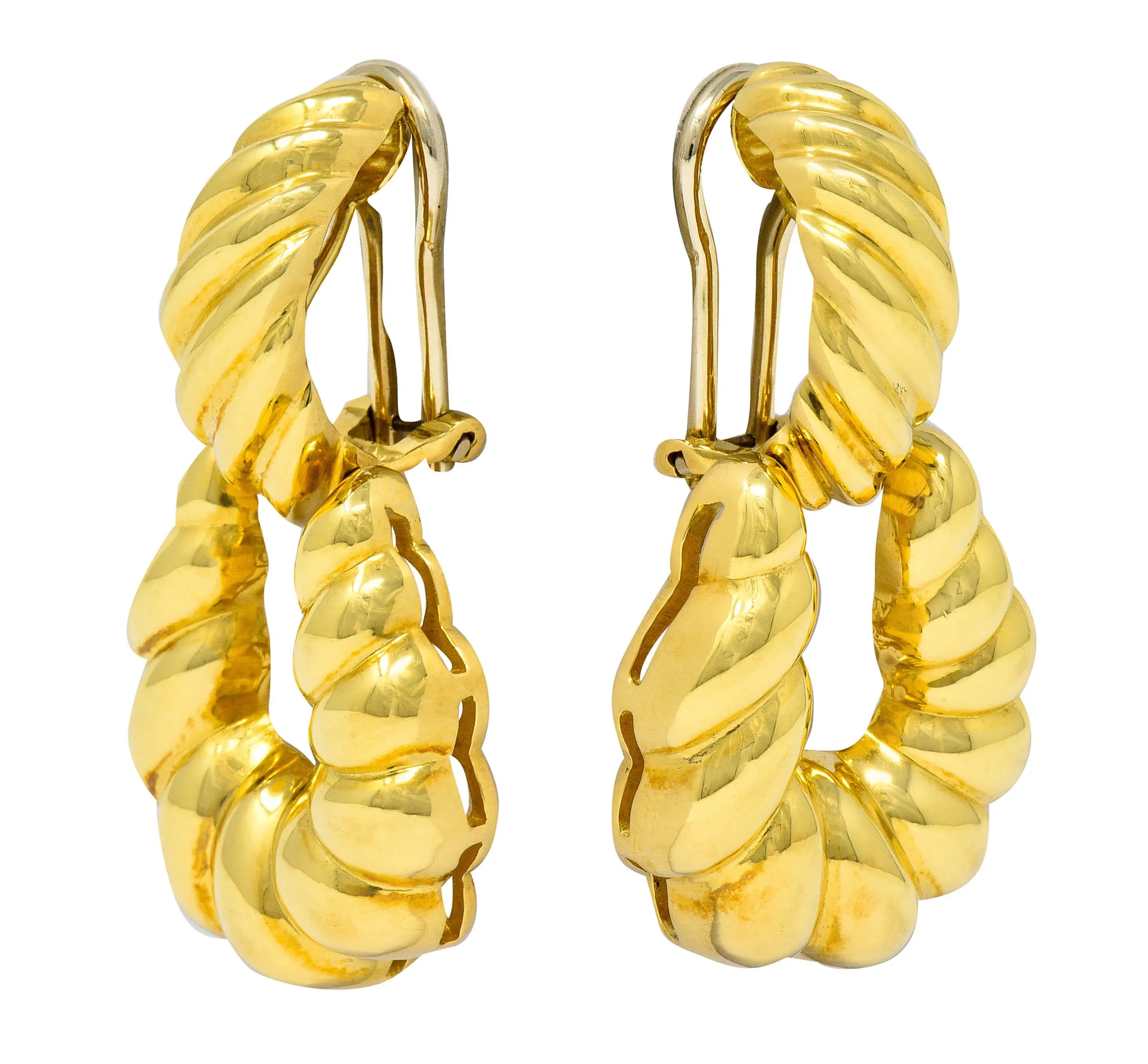 18K Gold Ribbed Doorknocker Ear-Clip Earrings by Tiffany & Co.